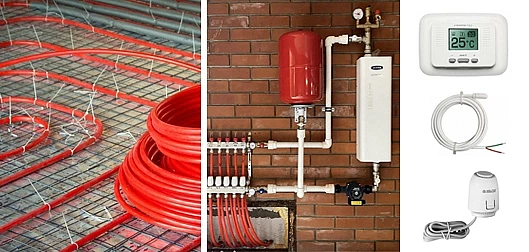 Элементы водяного теплого пола с терморегулятором